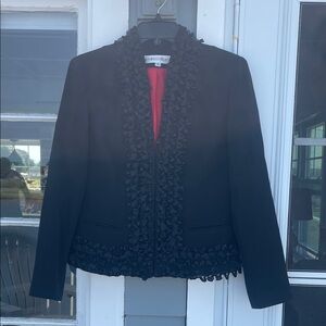 Novello-Bloom - vintage wool jacket - ruffled ribbon accented - size 6